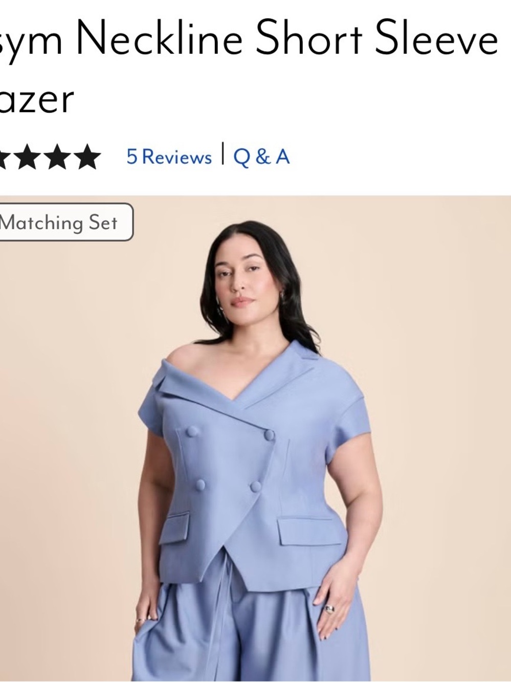 Eloquii Dusty Periwinkle Short Sleeve Blazer